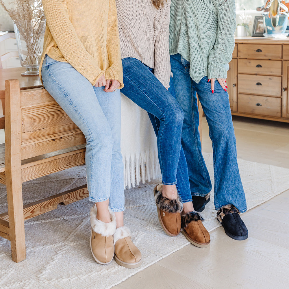 PAWJ California | Slippers - Black / Wild Leopard | Vegan, Cruelty-Free Footwear