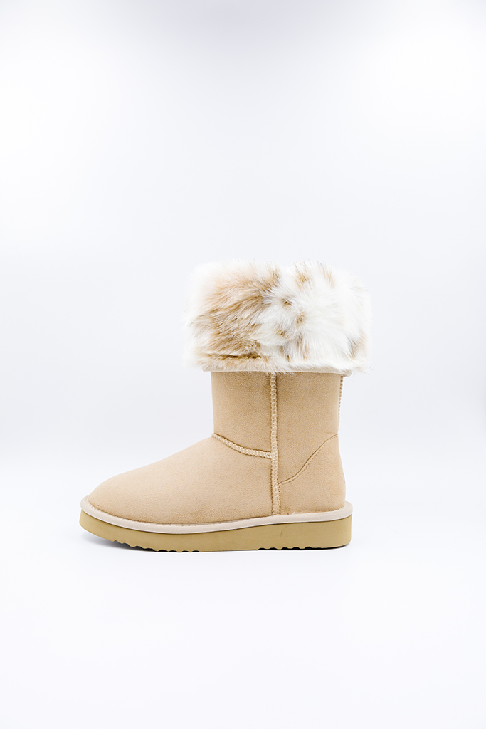 PAWJ California | Tall Boot - Tan - Snow Leopard | Vegan, Cruelty-Free Footwear