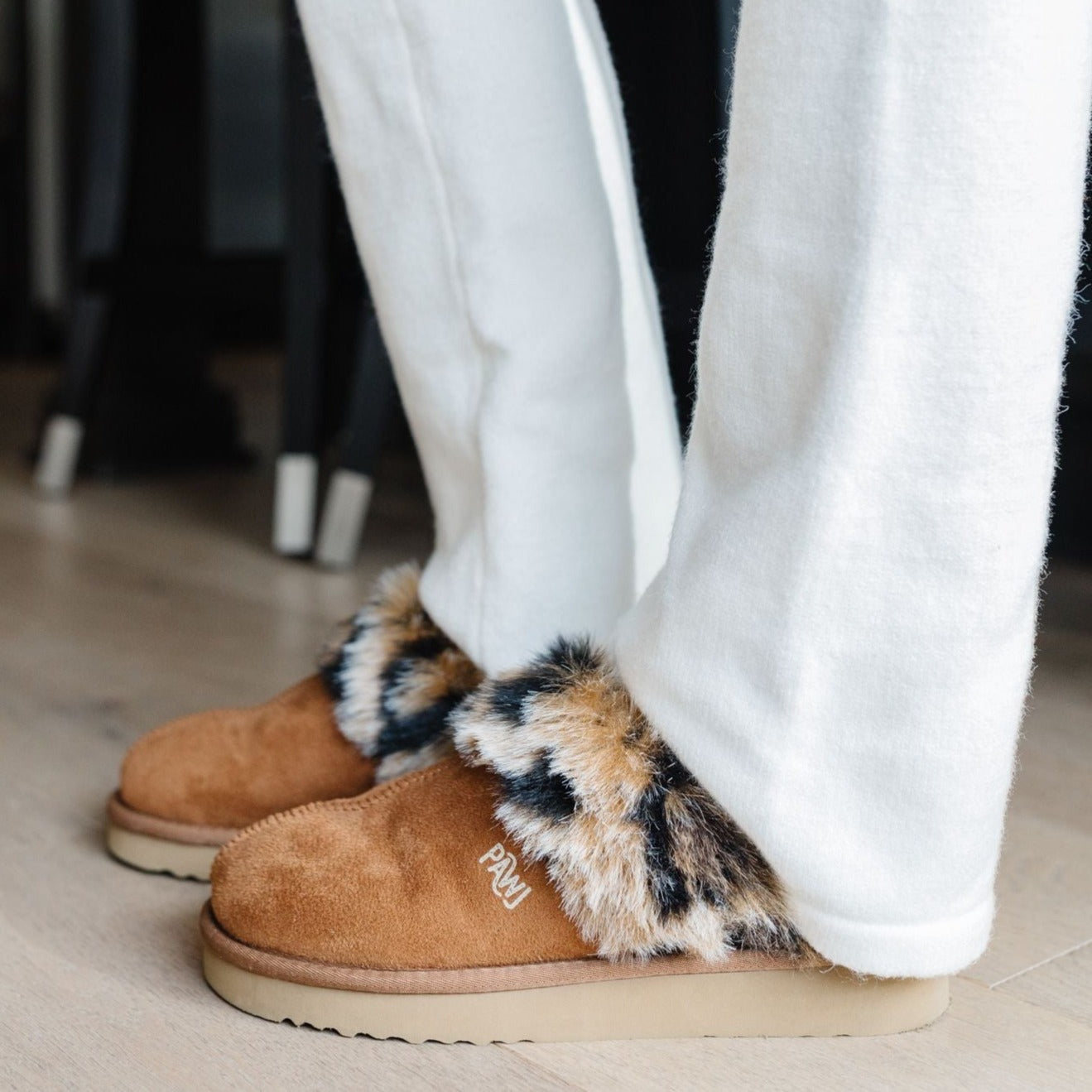 PAWJ California | Slippers - Chestnut / Wild Leopard | Vegan, Cruelty-Free Footwear