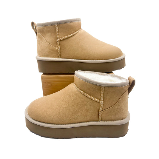 PAWJ California | Ultra Mini Platform Boot - Tan /Aspen Snow | Vegan, Cruelty-Free Footwear