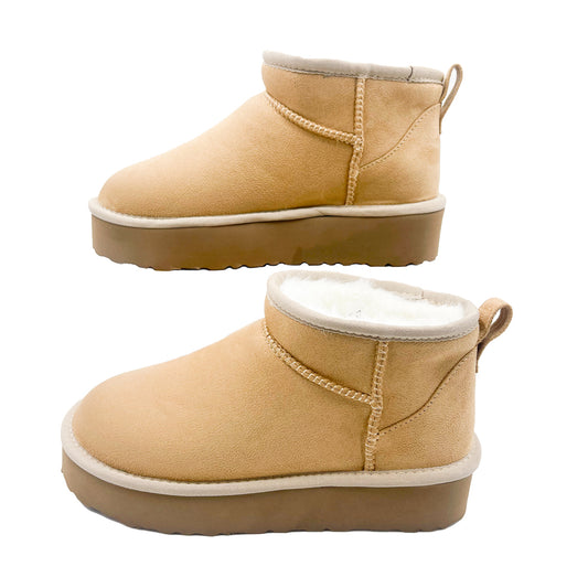 PAWJ California | Ultra Mini Platform Boot - Tan /Aspen Snow | Vegan, Cruelty-Free Footwear