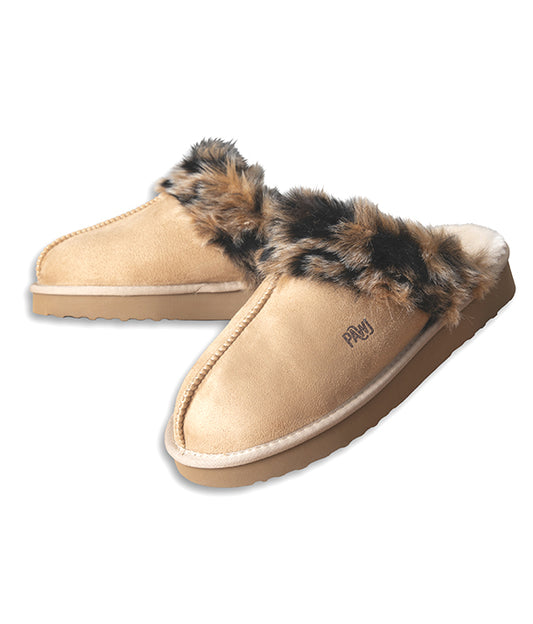 PAWJ California | Slippers - Tan / Wild Leopard | Vegan, Cruelty-Free Footwear