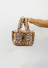 Mini Leopard Faux Fur Handbag with Black PAWJ Patch
