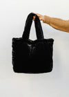 Large Black Faux Fur Handbag with Black PAWJ Patch