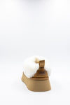 PAWJ Stevie Platform Fur Trim Slipper | Chestnut
