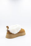 PAWJ Stevie Platform Fur Trim Slipper | Chestnut