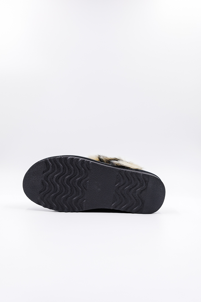 100% Vegan Slipper | Black/Wild Leopard | PAWJ California