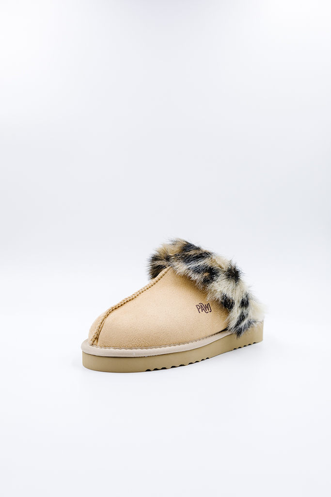 100% Vegan Slipper | Tan/ Wild Leopard | PAWJ California