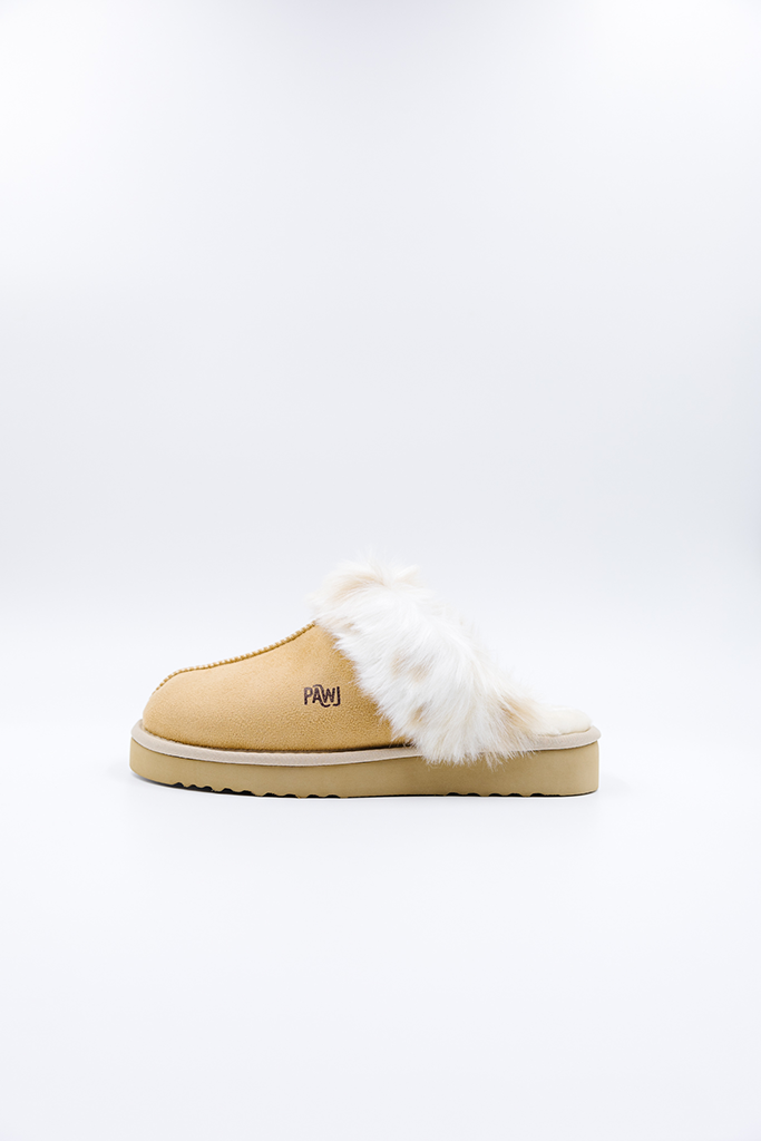 100% Vegan Slipper | Tan / Aspen Snow | PAWJ California