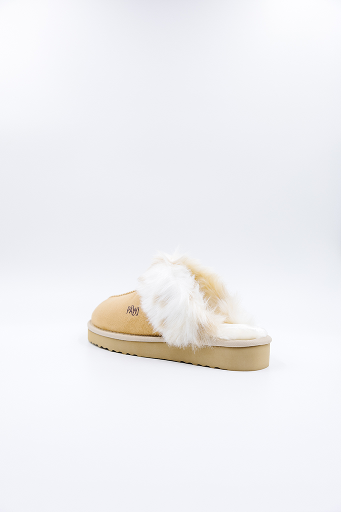 100% Vegan Slipper | Tan / Aspen Snow | PAWJ California