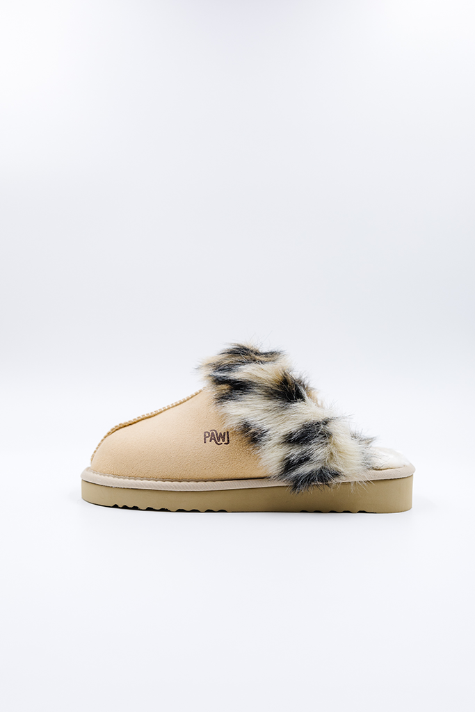 100% Vegan Slipper | Tan/ Wild Leopard | PAWJ California