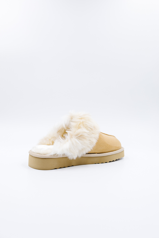 100% Vegan Slipper | Tan / Aspen Snow | PAWJ California