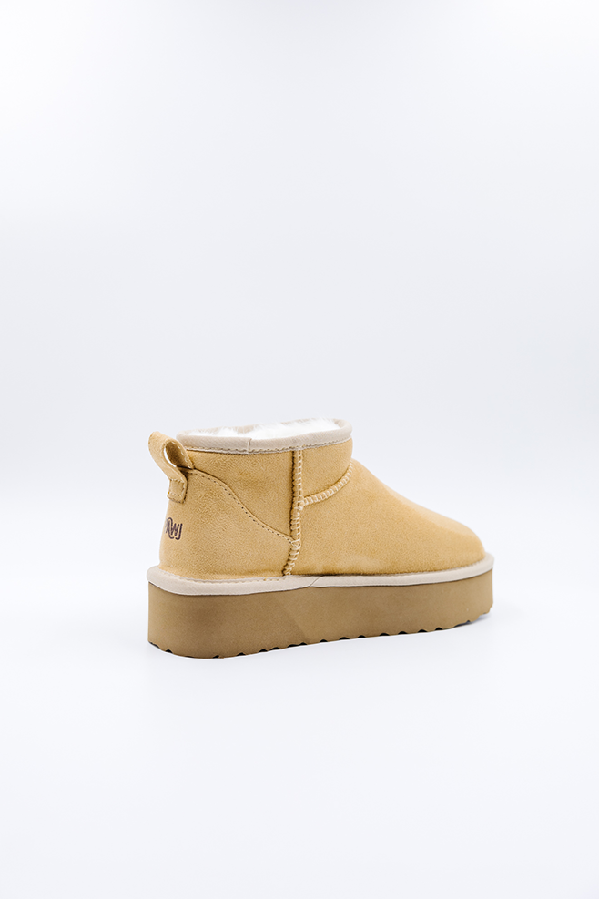 PAWJ California Ultra Mini Platform Boot in Tan | 100% Vegan, Cruelty-Free Boots