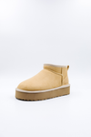 PAWJ California Ultra Mini Platform Boot in Tan | 100% Vegan, Cruelty-Free Boots