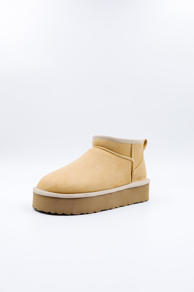 PAWJ California Ultra Mini Platform Boot in Tan | 100% Vegan, Cruelty-Free Boots