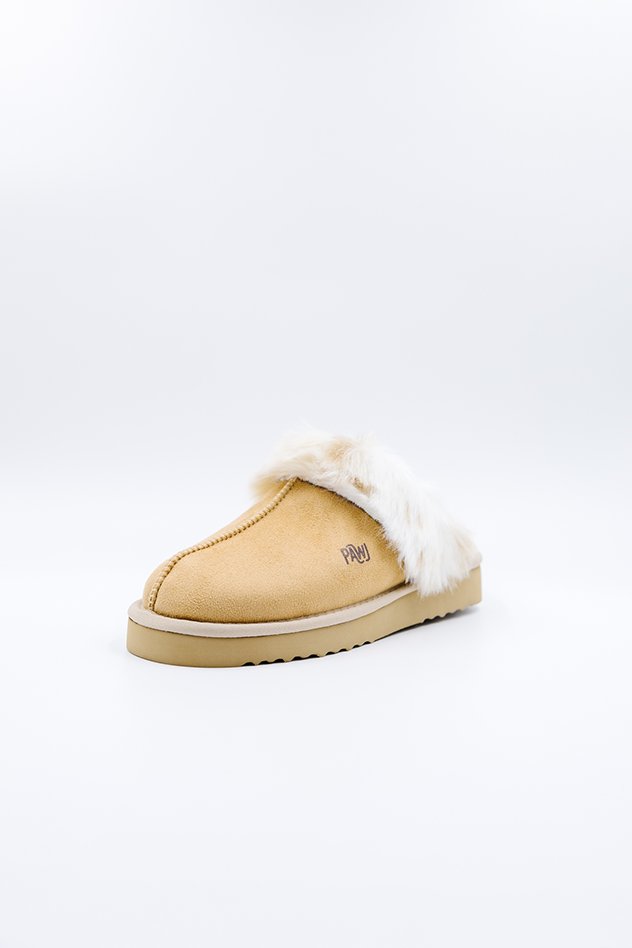 100% Vegan Slipper | Tan / Aspen Snow | PAWJ California