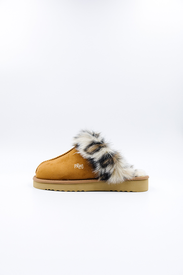 100% Vegan Slipper | Chestnut / Wild Leopard | PAWJ California