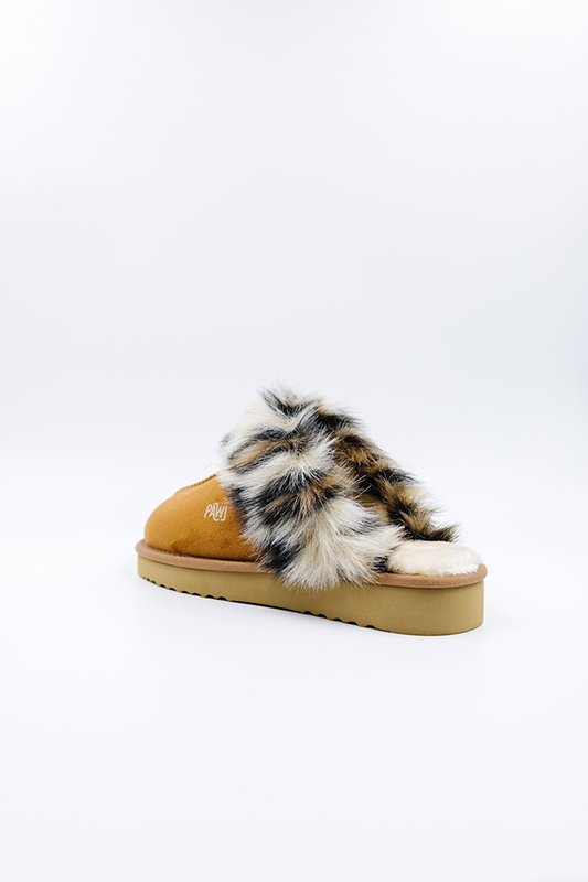 100% Vegan Slipper | Chestnut / Wild Leopard | PAWJ California