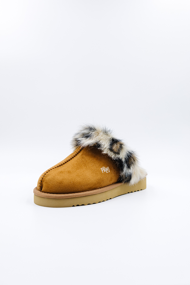 100% Vegan Slipper | Chestnut / Wild Leopard | PAWJ California