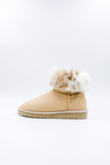 PAWJ California | Short Boot - Tan / Snow Leopard | Vegan, Cruelty-Free Footwear