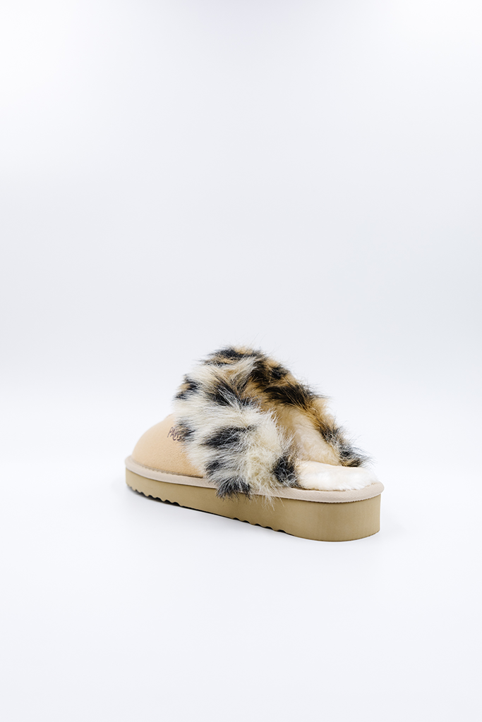 100% Vegan Slipper | Tan/ Wild Leopard | PAWJ California