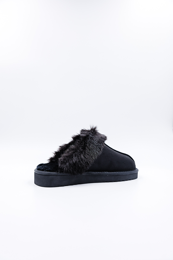 100% Vegan Slipper | Black/Black Mink | PAWJ California