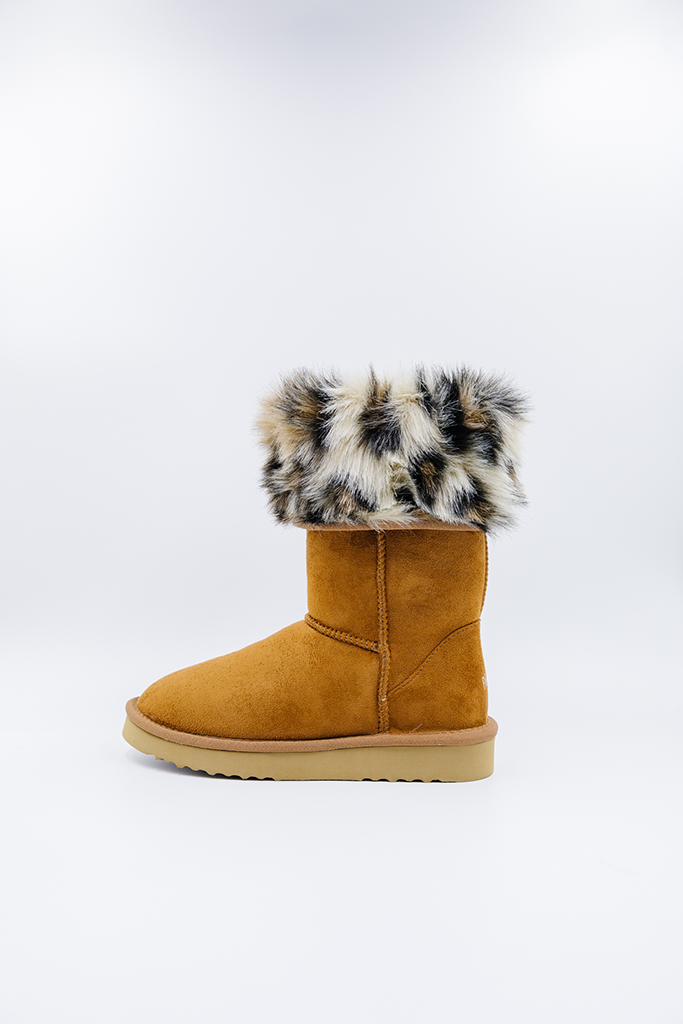 PAWJ California | Tall Boot - Chestnut / Wild Leopard| Vegan, Cruelty-Free Footwear