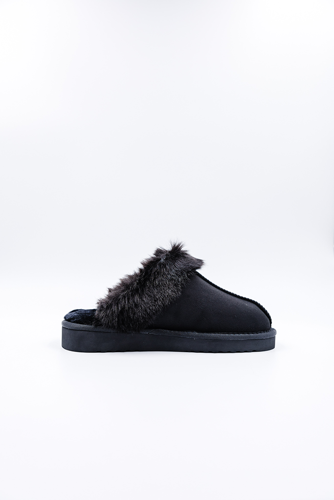 100% Vegan Slipper | Black/Black Mink | PAWJ California