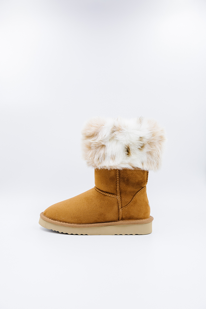 PAWJ California | Tall Boot - Chestnut / Snow Leopard| Vegan, Cruelty-Free Footwear