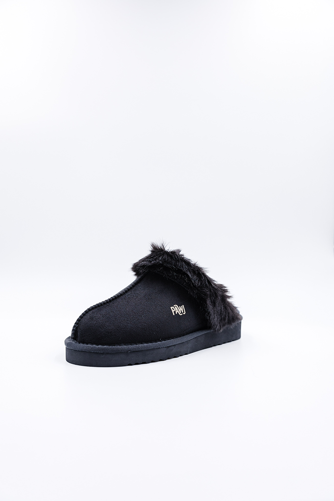 100% Vegan Slipper | Black/Black Mink | PAWJ California