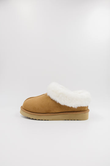 PAWJ Marley Slipper in Chestnut with faux aspen snow fur
