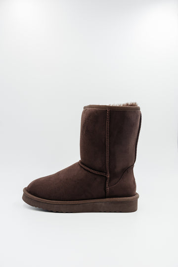 PAWJ Short brown boot with brown (teddy) faux fur 