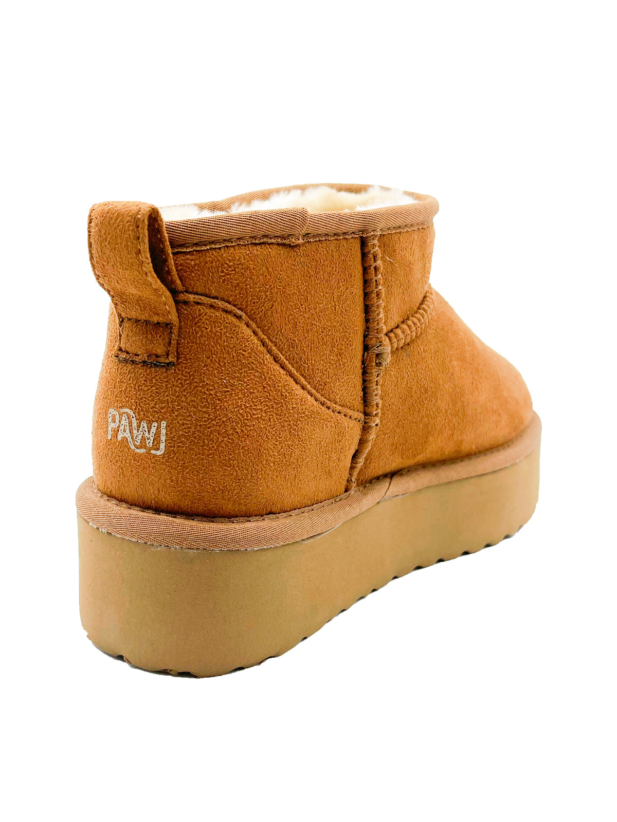 PAWJ California | Ultra Mini Platform Boot - Chestnut / Aspen Snow | Vegan, Cruelty-Free Footwear