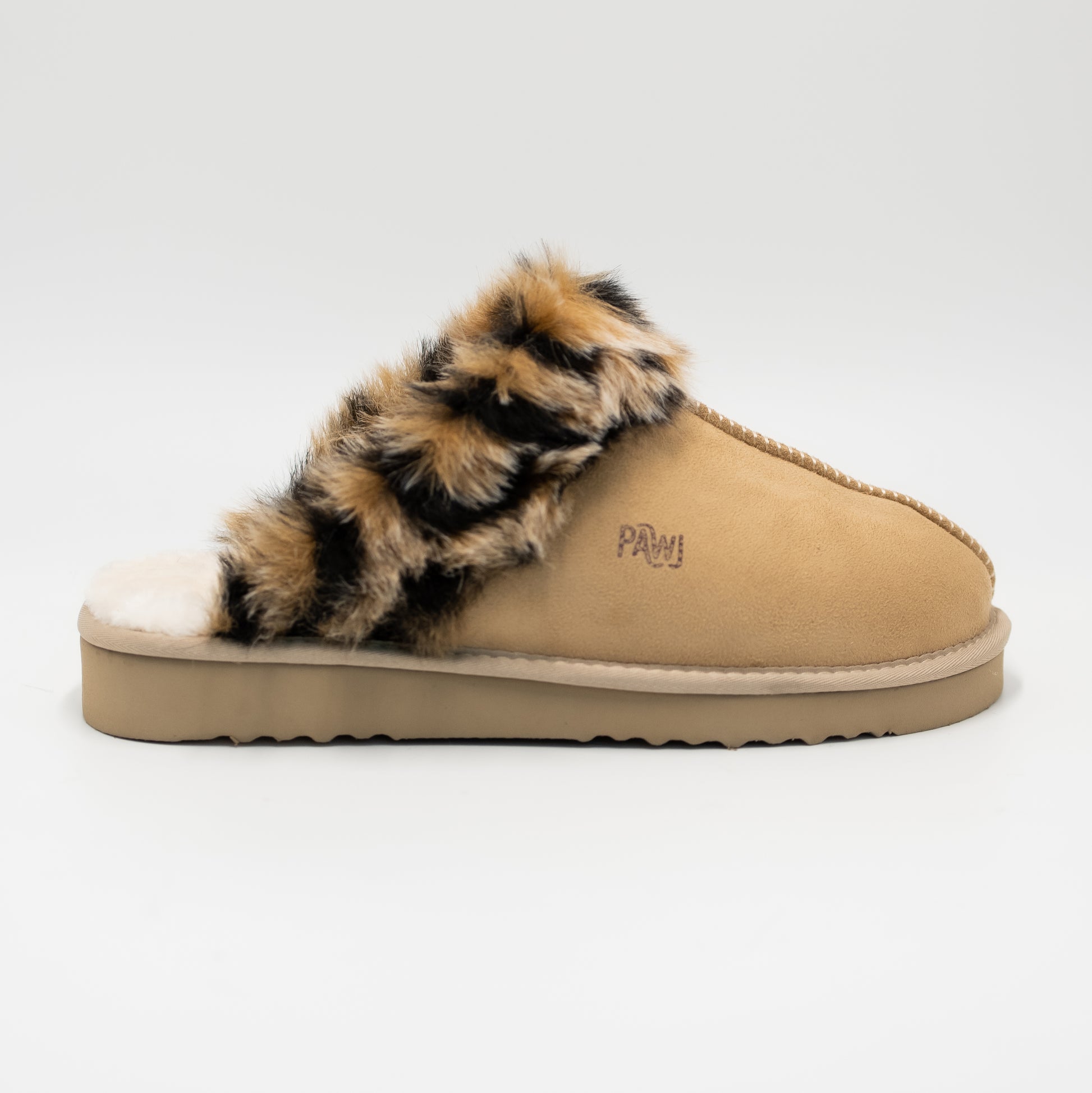 PAWJ California | Slippers - Tan / Wild Leopard | Vegan, Cruelty-Free Footwear